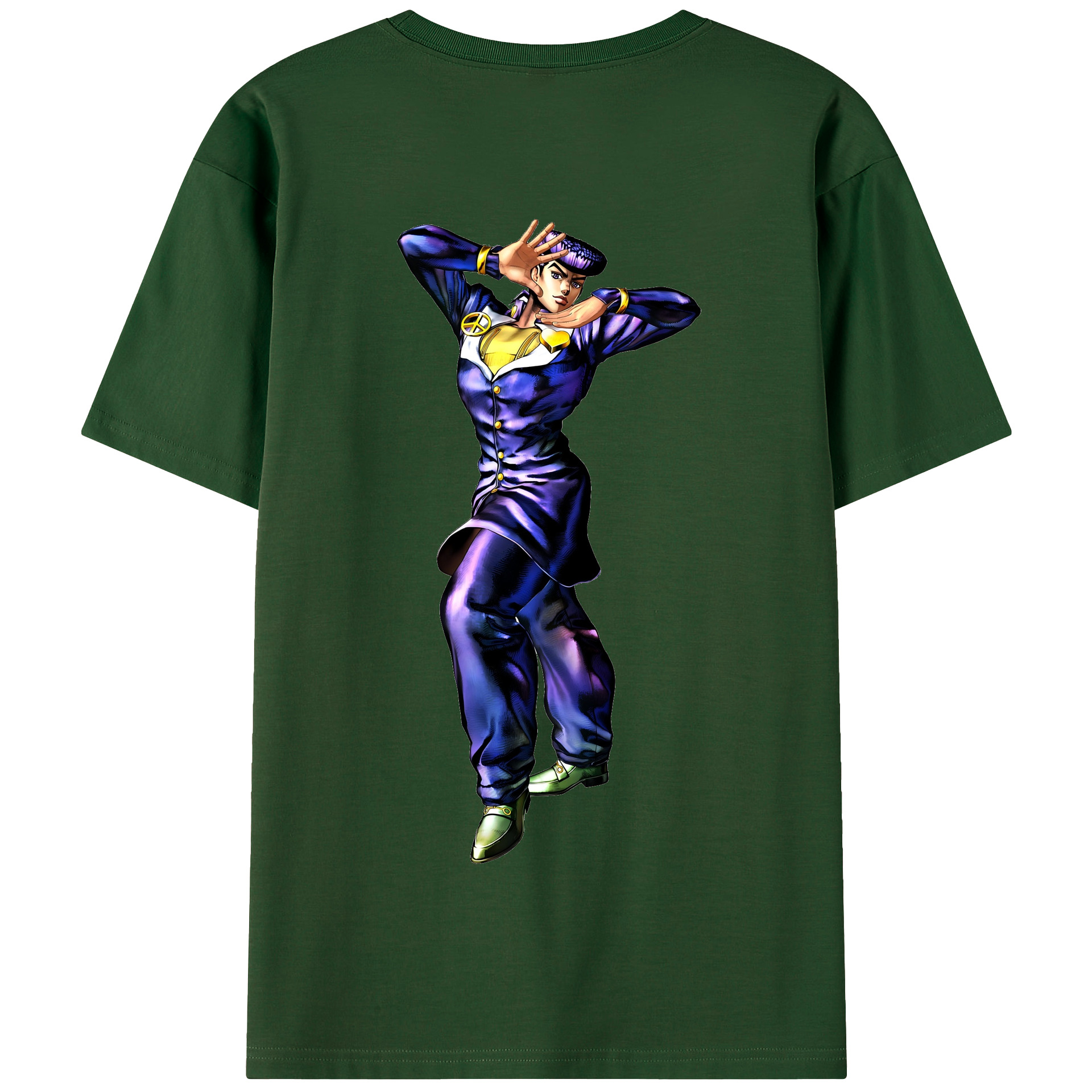 （画像用） ジョジョの奇妙な冒険 ひがしかた じょうすけ JoJo's Bizarre Adventure Higashikata Josuke 綿100％半袖Tシャツ（背面プリント）